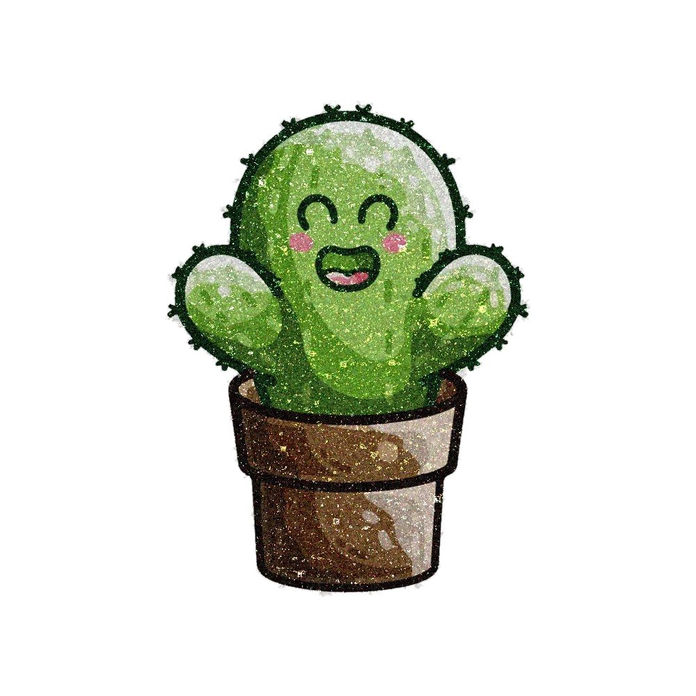 Cute Cactus Glitter Sticker